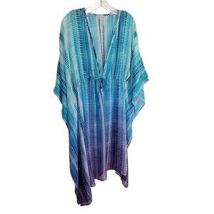 Bleu Rod Beattie Size S M Tunic Sheer Beach Swimwear Cover Up Ombre Blue Purple